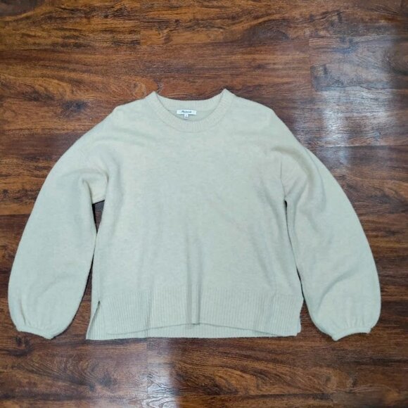 Madewell Beige Wool Alpaca Blend Sundry Destinations Crewneck Sweater Women's M - Picture 2 of 11
